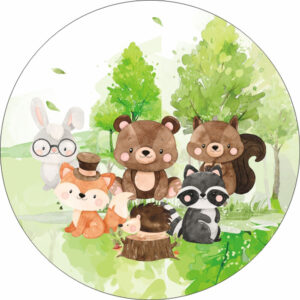 Painel Redondo 3D Bosque Encantado Tecido Sublimado