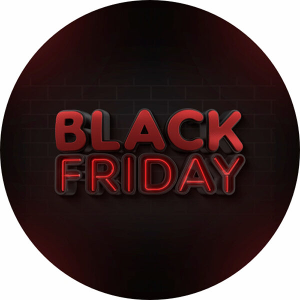 Painel Redondo 3D Black Friday Vermelho Tecido Sublimado