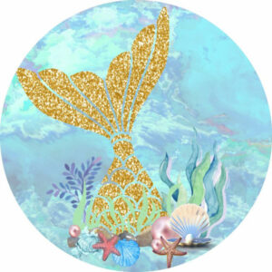 Painel Redondo 3D Cauda Sereia Tecido Sublimado