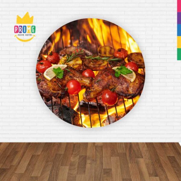 Painel Redondo 3D Churrasco Abre Fácil Tecido - Image 2