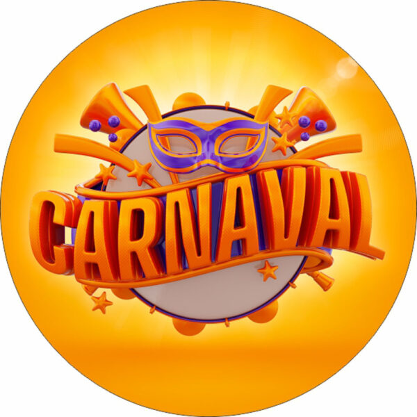 Painel Redondo 3D Carnaval Laranja Tecido Sublimado