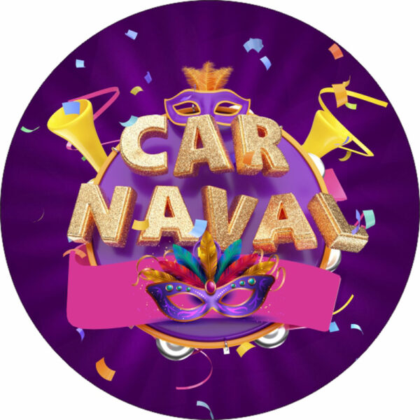 Painel Redondo 3D Carnaval Roxo Tecido Sublimado