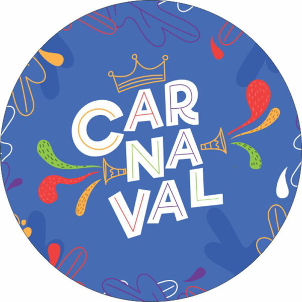Painel Redondo 3D Carnaval Azul Tecido Sublimado