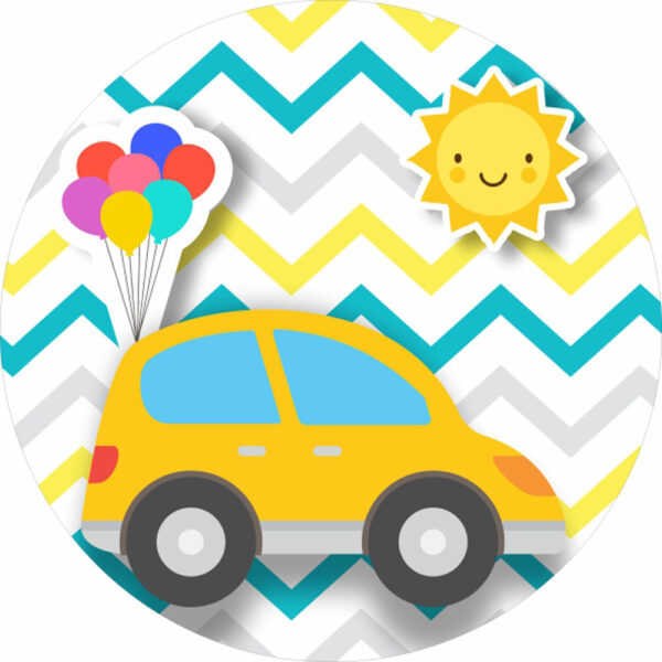 Painel Redondo 3D Carros Cute Tecido Sublimado