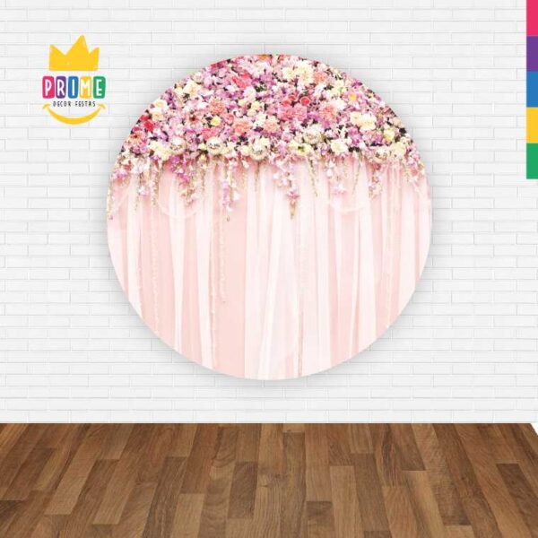 Painel Redondo 3D Cortina De Flores Abre Fácil Tecido - Image 2