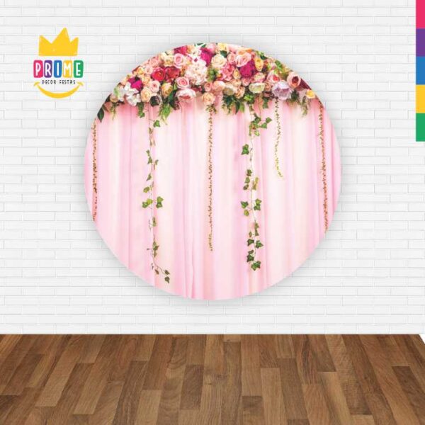 Painel Redondo 3D Cortina De Flores Abre Fácil Tecido - Image 2