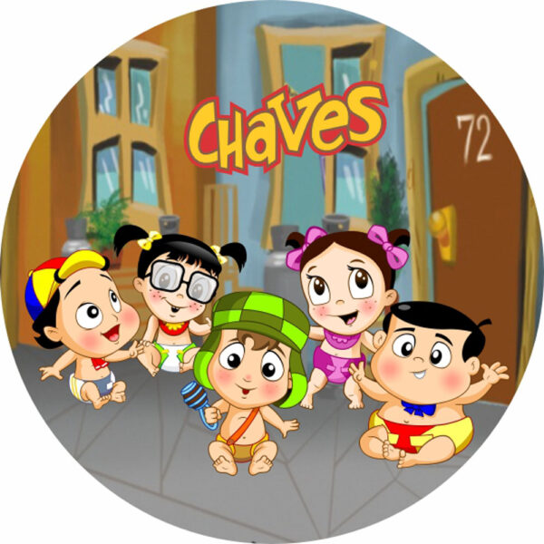 Painel Redondo 3D Chaves Cute Tecido Sublimado
