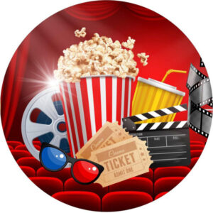 Painel Redondo 3D Cinema Tecido Sublimado