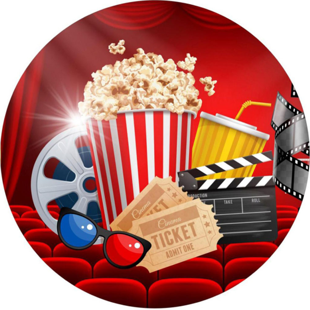 Painel Redondo 3D Cinema Tecido Sublimado