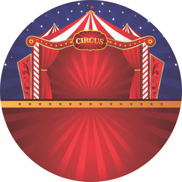 Painel Redondo 3D Circo Tecido Sublimado