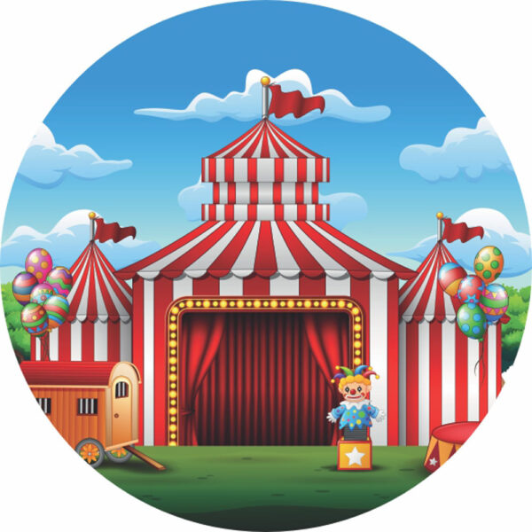 Painel Redondo 3D Circo Tecido Sublimado