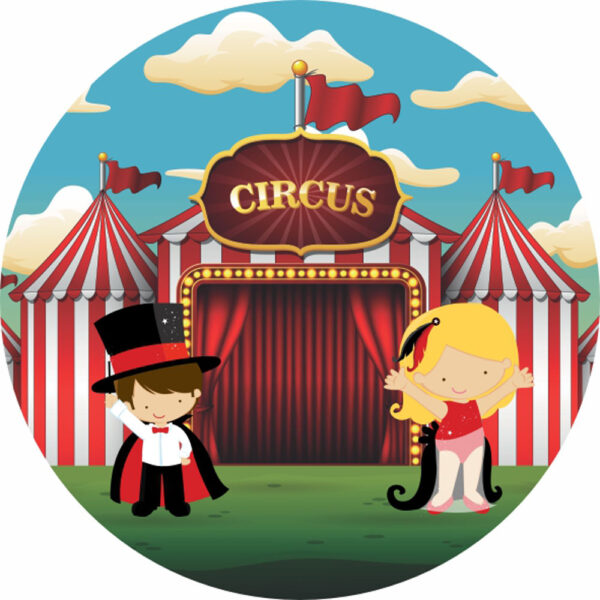 Painel Redondo 3D Circo Tecido Sublimado