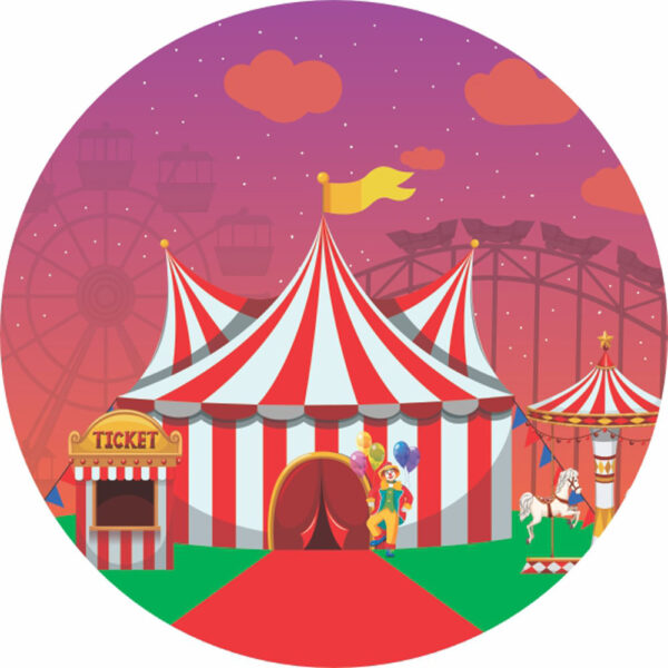 Painel Redondo 3D Circo Tecido Sublimado