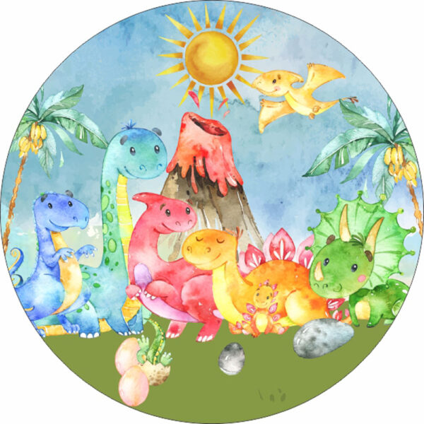 Painel Redondo 3D Dino Baby Tecido Sublimado