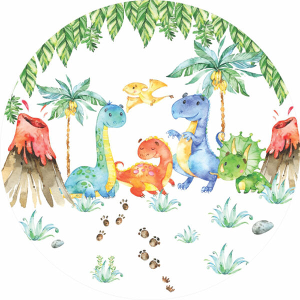 Painel Redondo 3D Dino Baby Tecido Sublimado