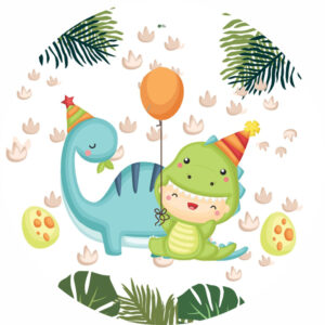 Painel Redondo 3D Dino Baby Tecido Sublimado OUTLET