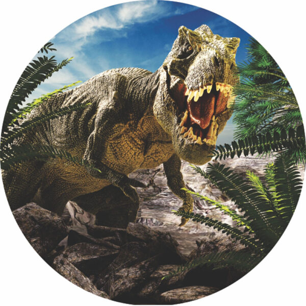 Painel Redondo 3D Dinossauro Tecido Sublimado