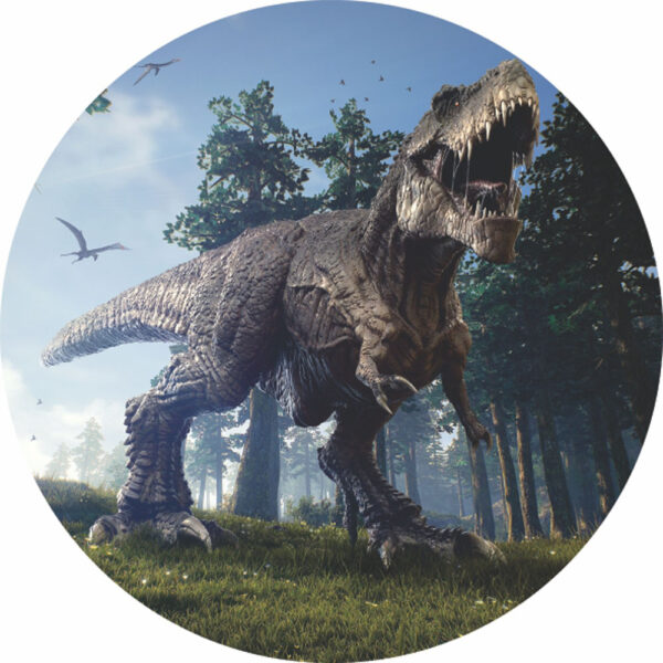 Painel Redondo 3D Dinossauro Tecido Sublimado