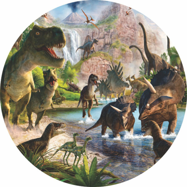 Painel Redondo 3D Dinossauro Tecido Sublimado