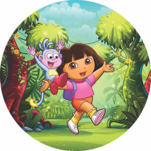 Painel Redondo 3D Dora Aventureira Tecido Sublimado