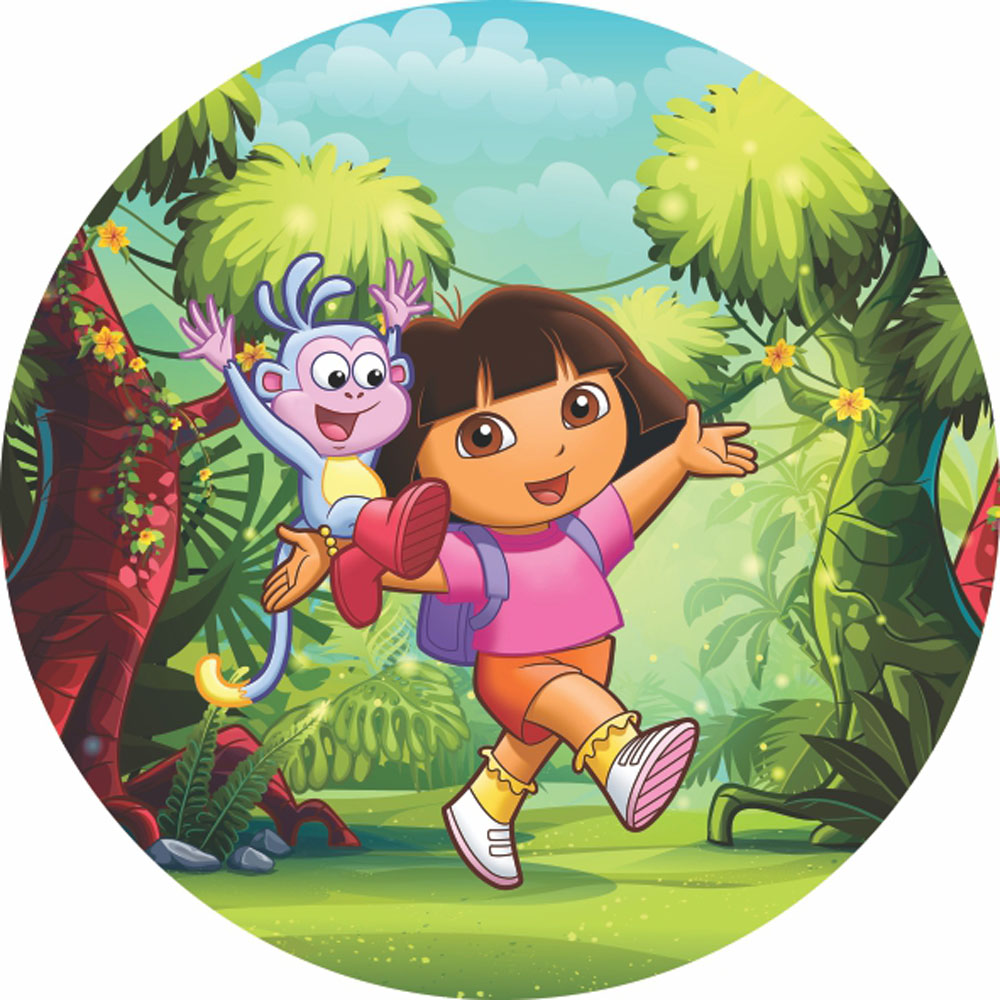 Painel Redondo 3D Dora Aventureira Tecido Sublimado