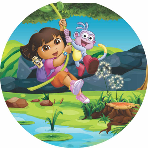 Painel Redondo 3D Dora Aventureira Tecido Sublimado
