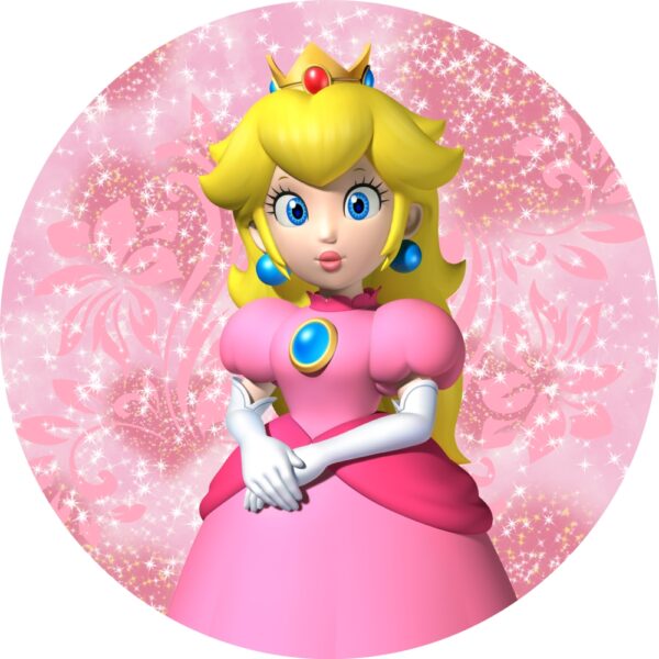 Painel Redondo 3D Princesa Peach Tecido Sublimado