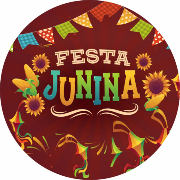 Painel Redondo 3D Festa Junina Tecido Sublimado