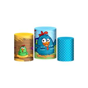 Trio Capa Cilindro Galinha Pintadinha 3d Em Tecido Com Elástico