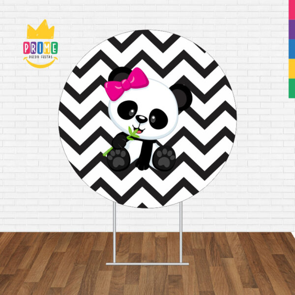Painel Redondo 3D Panda Listra Tecido Sublimado - Image 2