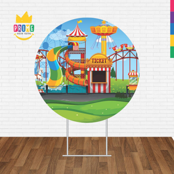 Painel Redondo 3D Parque de Diversão Tecido Sublimado - Image 2