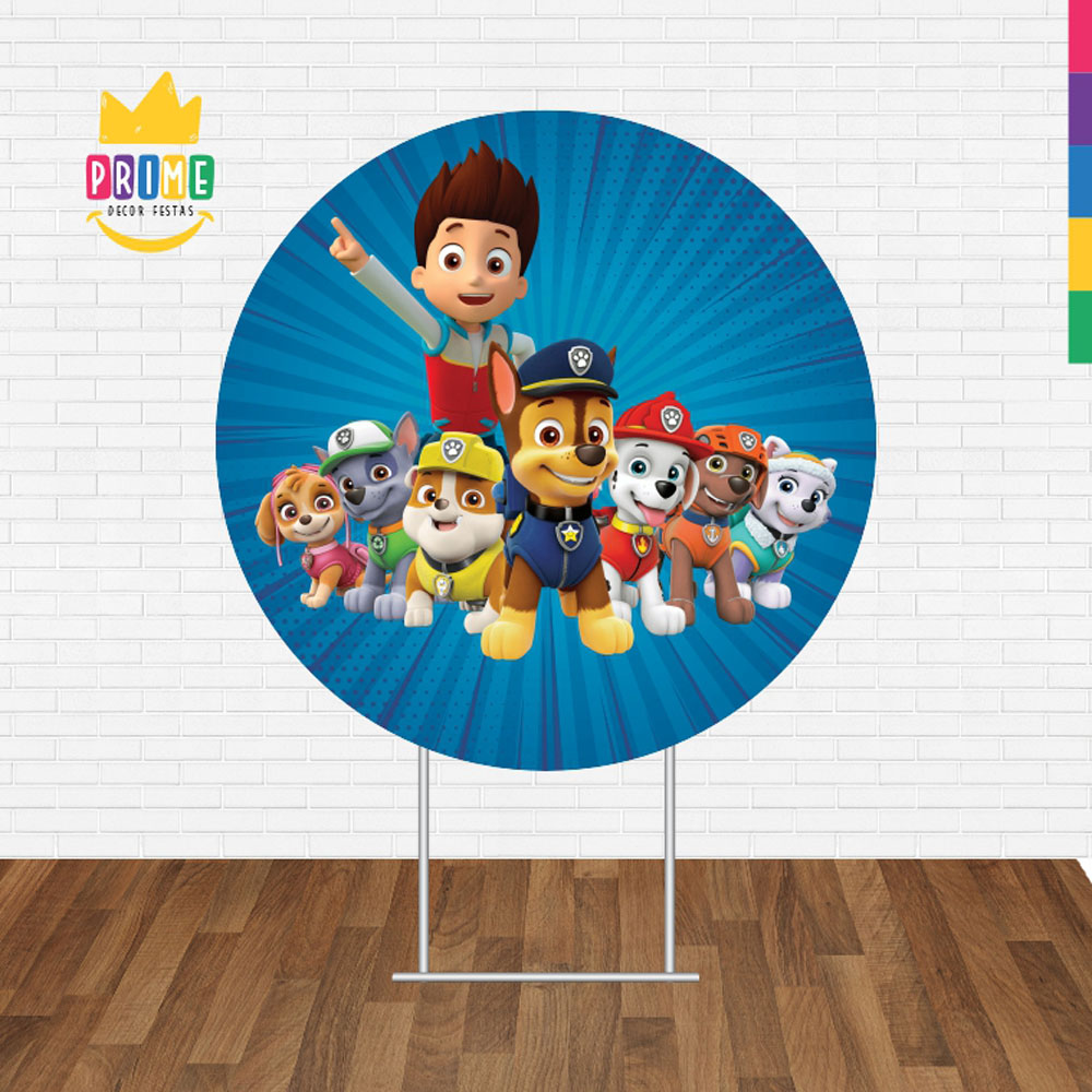 Painel Redondo 3D Patrulha Canina Tecido Sublimado - Imagem 2