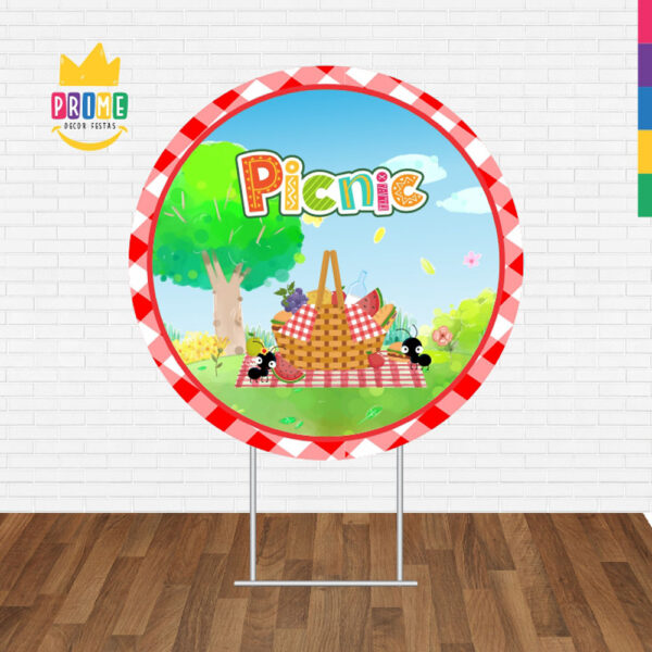 Painel Redondo 3D Picnic Tecido Sublimado - Image 2