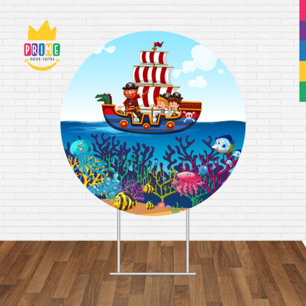 Painel Redondo 3D Pirata Baby Navio Tecido Sublimado - Image 2