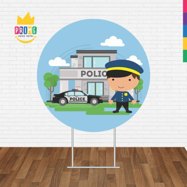 Painel Redondo 3D Policia Tecido Sublimado - Image 2