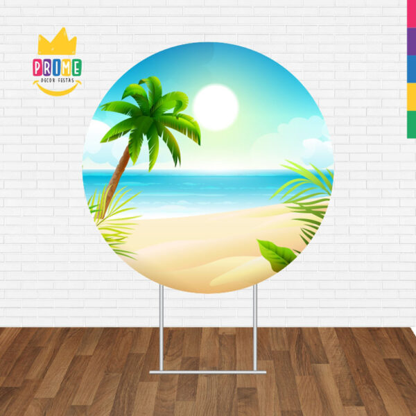 Painel Redondo 3D Praia Tecido Sublimado - Image 2