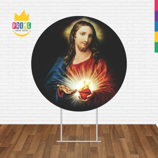 Painel Redondo 3D Religioso Jesus Tecido Sublimado - Image 2
