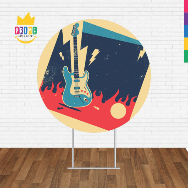 Painel Redondo 3D Rock Roll Tecido Sublimado - Image 2