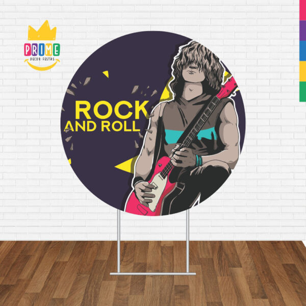 Painel Redondo 3D Rock Roll Tecido Sublimado - Image 2