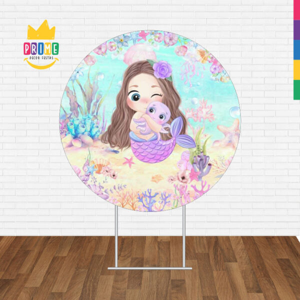 Painel Redondo 3D Sereia Tecido Sublimado - Image 2