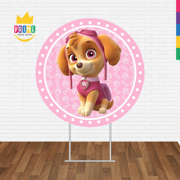 Painel Redondo 3D Skye Patrulha Canina Tecido Sublimado - Image 2