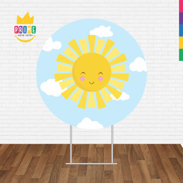 Painel Redondo 3D Sol Cute Tecido Sublimado - Image 2
