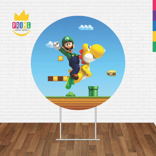 Painel Redondo 3D Super Mario Tecido Sublimado - Image 2