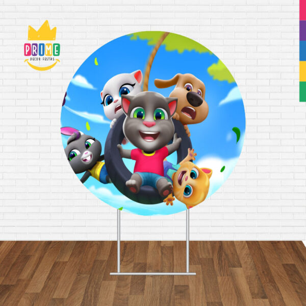 Painel Redondo 3D Tom e Seus Amigos Tecido Sublimado - Image 2