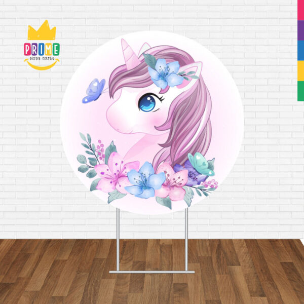 Painel Redondo 3D Unicórnio Cute Tecido Sublimado - Image 2