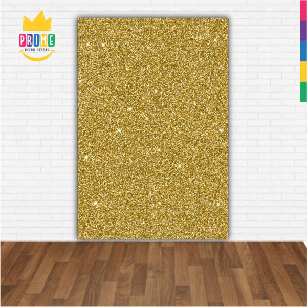 Painel de Festa Retangular 3D Glitter Dourado Casadinho 1,50m x 2,20m - Image 2