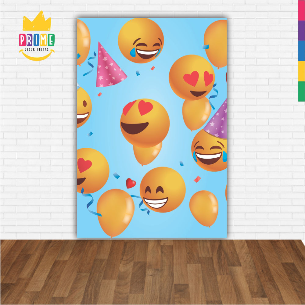 Painel de Festa Retangular 3D Emoji Casadinho 1,50m x 2,20m - Imagem 2