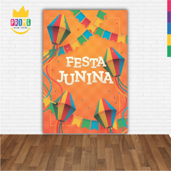 Painel de Festa Retangular 3D Festa Junina Laranja Casadinho 1,50m x 2,20m - Image 2