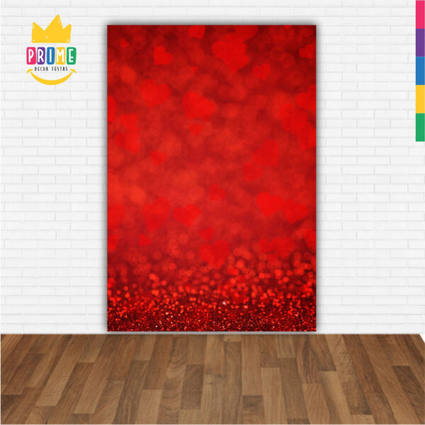 Painel de Festa Retangular 3D Coração Vermelho Casadinho 1,50m x 2,20m - Image 2
