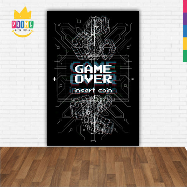Painel de Festa Retangular 3D Game Over Preto Casadinho 1,50m x 2,20m - Image 2
